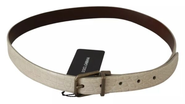 Dolce & Gabbana Cream Beige Gold Buckle Waist Leather Belt - Image 3