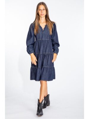 Love Moschino Elegant Dark Blue Denim Flare Dress