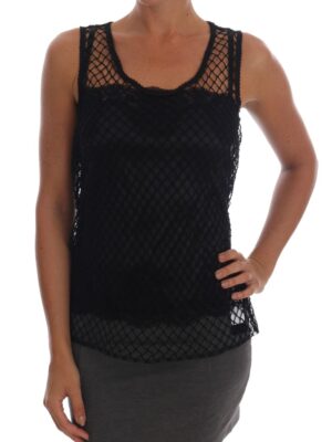 Dolce & Gabbana Elegant Black Lace Sleeveless Cami Blouse