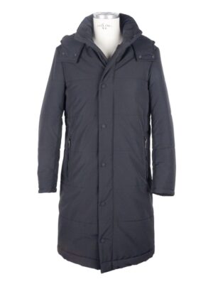 Made in Italy Black Wool Men's Raincoat