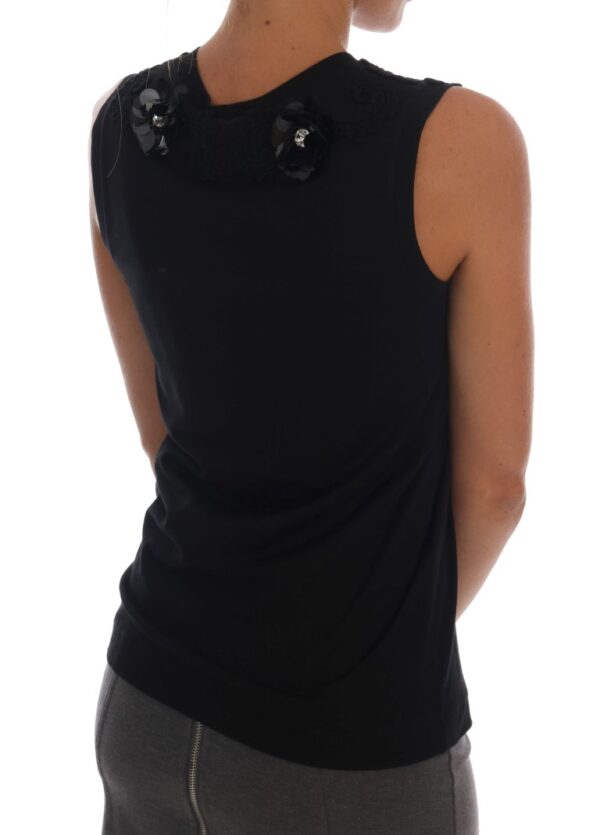 Dolce & Gabbana Black Floral Sequined Cami Blouse - Image 3
