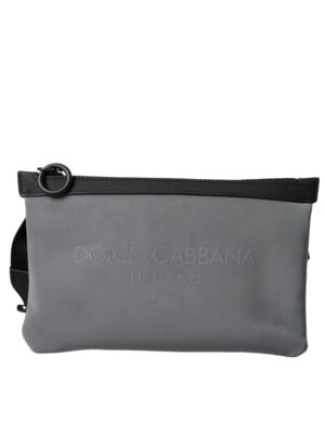 Dolce & Gabbana Gray Neoprene Logo Zip Waist Fanny Pack Belt Pouch Bag