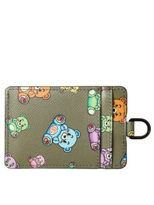 Dolce & Gabbana Army Green Teddy Bear Leather Women Card Holder Wallet
