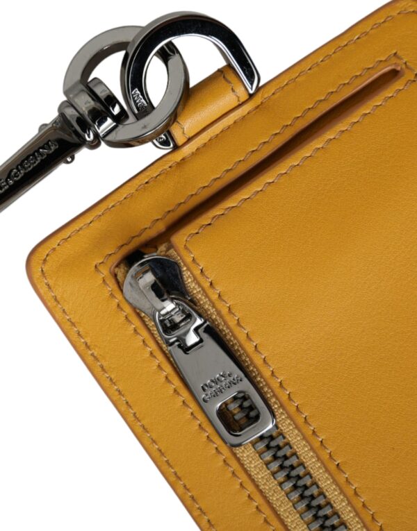 Dolce & Gabbana Orange Calf Leather Credit Card Holder Clip On Wallet - Image 7