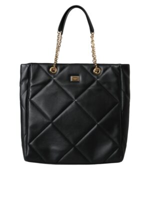 Dolce & Gabbana Black Leather JUNGLE Quilted Shopping Tote Bag