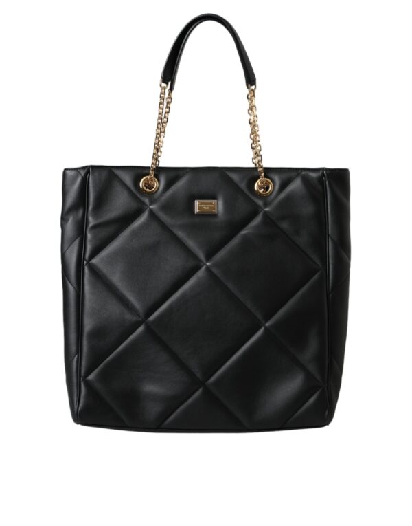 Dolce & Gabbana Black Leather JUNGLE Quilted Shopping Tote Bag - Image 2