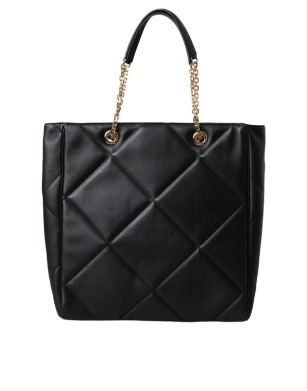 Dolce & Gabbana Black Leather JUNGLE Quilted Shopping Tote Bag - Image 4