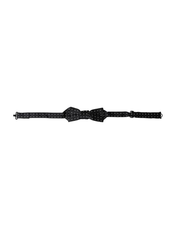Dolce & Gabbana Black Silk Polka Dot Adjustable Neck Men Papillon Bow Tie - Image 2