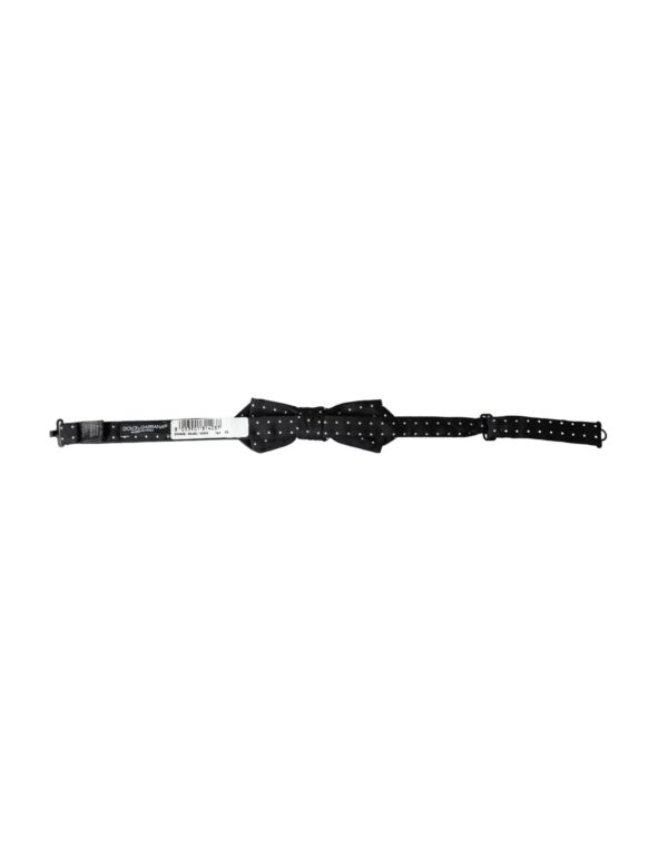 Dolce & Gabbana Black Silk Polka Dot Adjustable Neck Men Papillon Bow Tie - Image 5