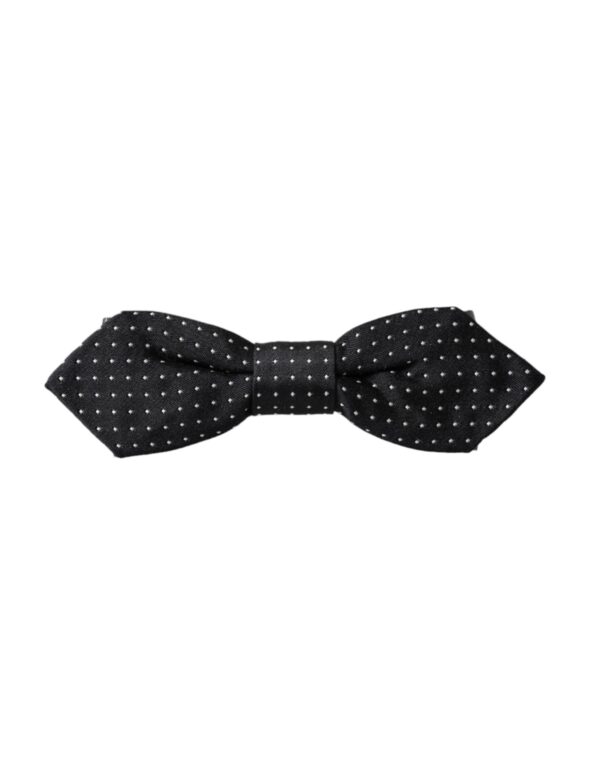 Dolce & Gabbana Black Silk Polka Dot Adjustable Neck Men Papillon Bow Tie - Image 6
