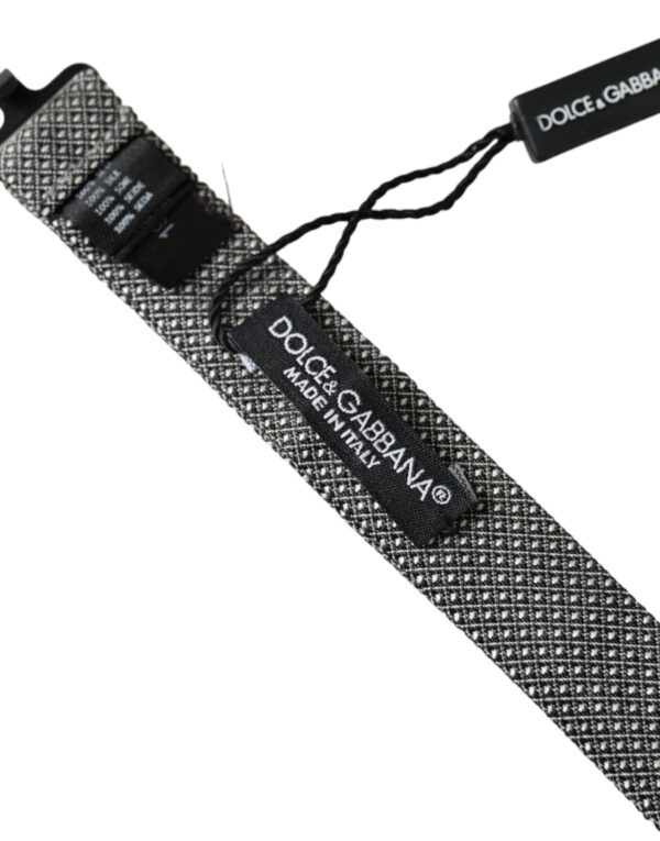 Dolce & Gabbana Gray Silk Patterned Adjustable Neck Men Papillon Bow Tie - Image 4