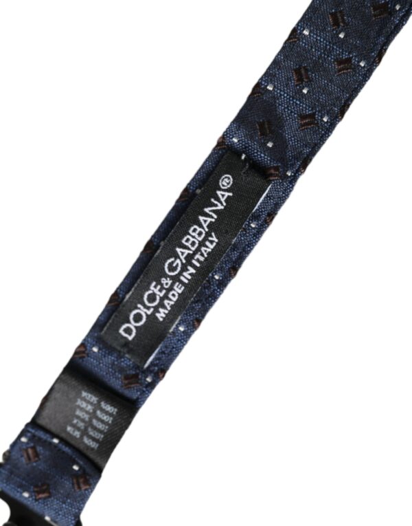 Dolce & Gabbana Navy Blue Silk Patterned Adjustable Men Papillon Bow Tie - Image 6