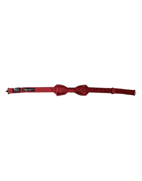 Dolce & Gabbana Red Silk Jacquard Adjustable Neck Men Bow Tie - Image 4