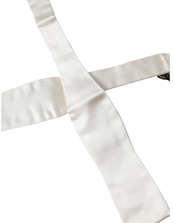 Dolce & Gabbana White Silk Slim Skinny Necktie Men Bow Tie - Image 3