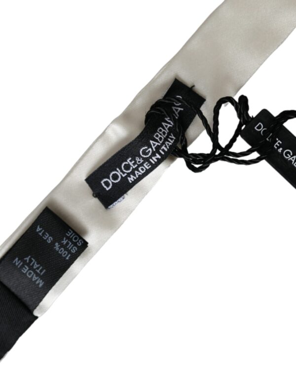 Dolce & Gabbana White Silk Slim Skinny Necktie Men Bow Tie - Image 4