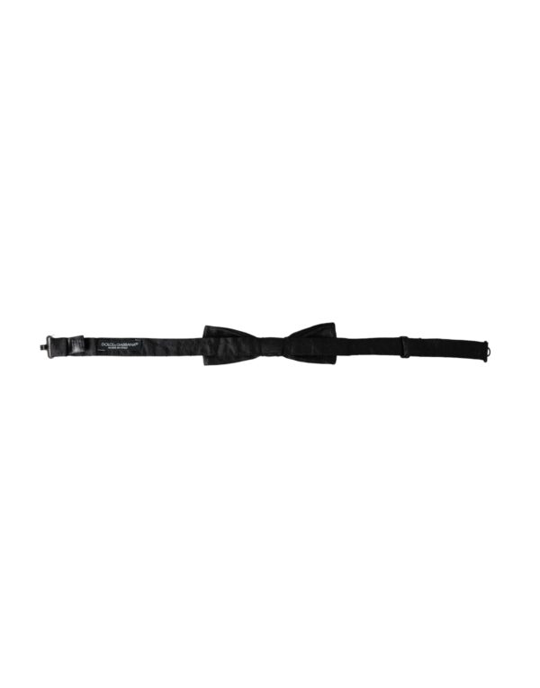Dolce & Gabbana Black Silk Patterned Adjustable Neck Men Bow Tie - Image 5
