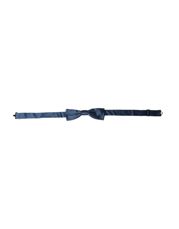 Dolce & Gabbana Blue Satin Silk Adjustable Neck Men Bow Tie - Image 2