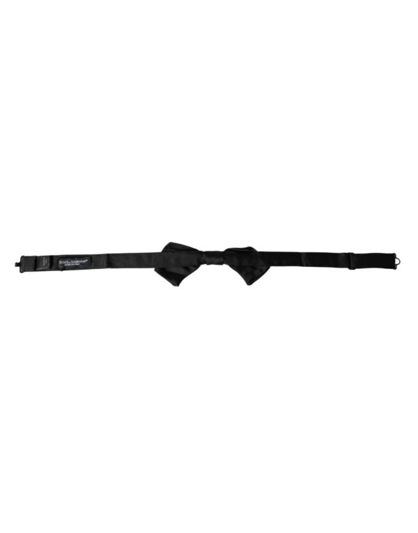 Dolce & Gabbana Black Satin Silk Adjustable Neck Men Bow Tie - Image 5