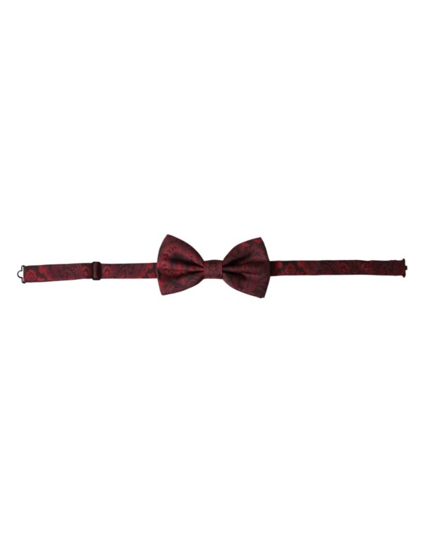 Dolce & Gabbana Red Silk Floral Adjustable Neck Men Bow Tie - Image 2