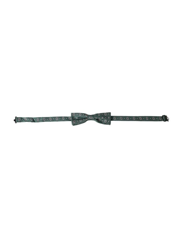Dolce & Gabbana Mint Green Floral Adjustable Neck Men Bow Tie - Image 2