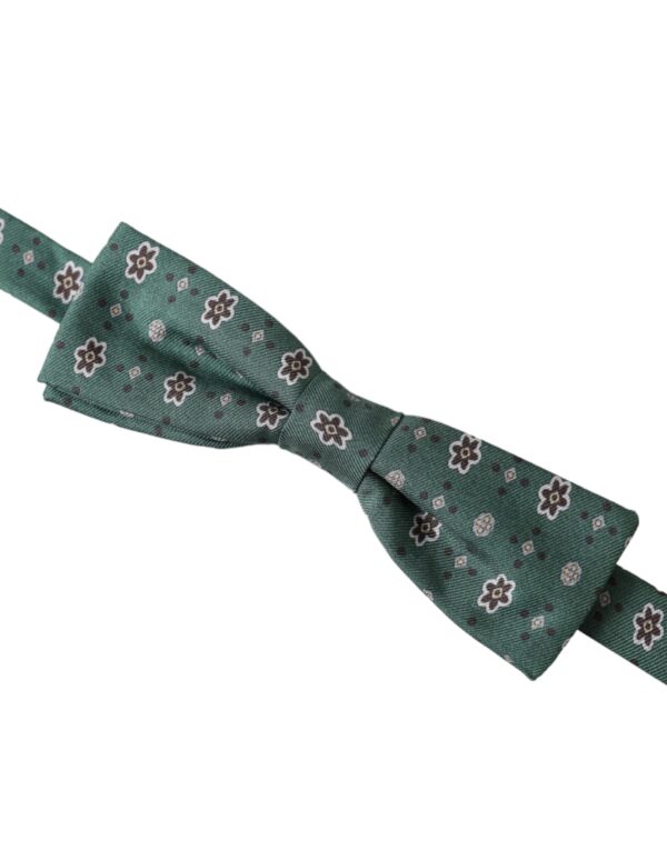 Dolce & Gabbana Mint Green Floral Adjustable Neck Men Bow Tie - Image 3
