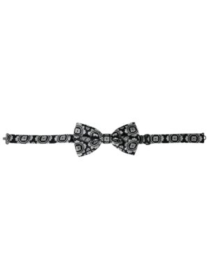Dolce & Gabbana Black White Printed Adjustable Neck Men Bow Tie
