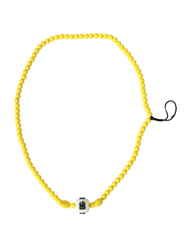 Dolce & Gabbana Yellow Beaded Chain DG Logo Charm Necklace - Image 2