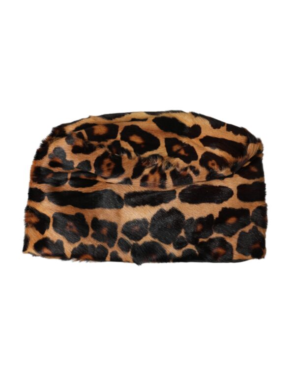 Dolce & Gabbana Brown Leopard Fur Women Bucket Hat - Image 2