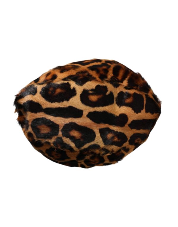 Dolce & Gabbana Brown Leopard Fur Women Bucket Hat - Image 5