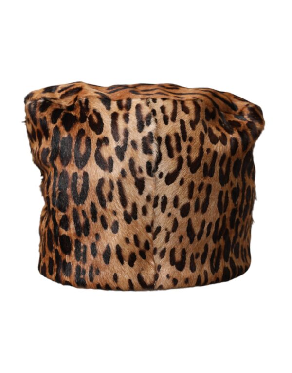 Dolce & Gabbana Brown Leopard Fur Women Bucket Hat - Image 3