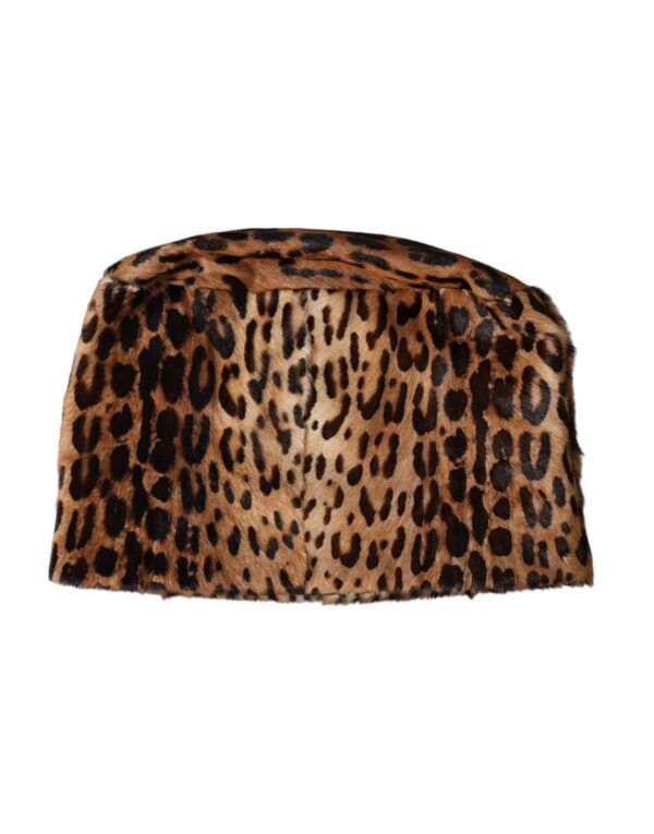 Dolce & Gabbana Brown Leopard Fur Women Bucket Hat - Image 5
