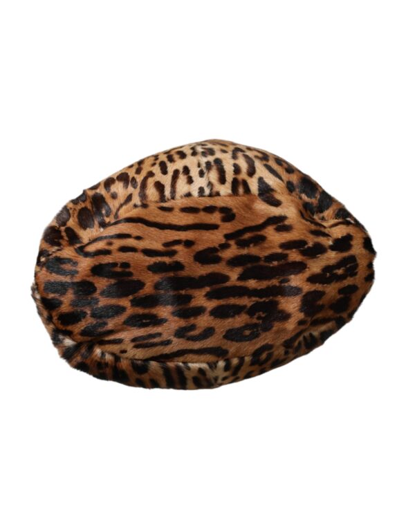 Dolce & Gabbana Brown Leopard Fur Women Bucket Hat - Image 6