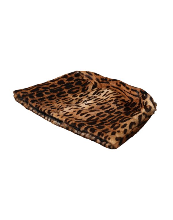Dolce & Gabbana Brown Leopard Fur Women Bucket Hat - Image 7