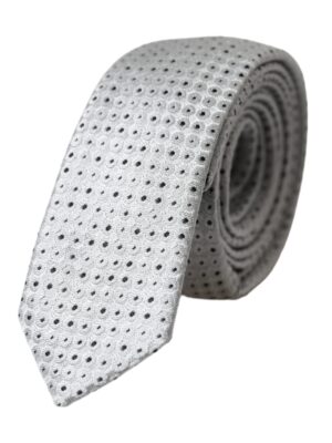 Dolce & Gabbana Light Gray Polka Dot Silk Adjustable Men Tie