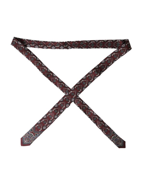Dolce & Gabbana Bordeaux Printed 100% Silk Adjustable Men Tie - Image 3