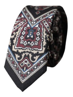 Dolce & Gabbana Black Printed 100% Silk Adjustable Men Tie