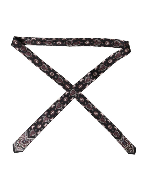 Dolce & Gabbana Black Printed 100% Silk Adjustable Men Tie - Image 3
