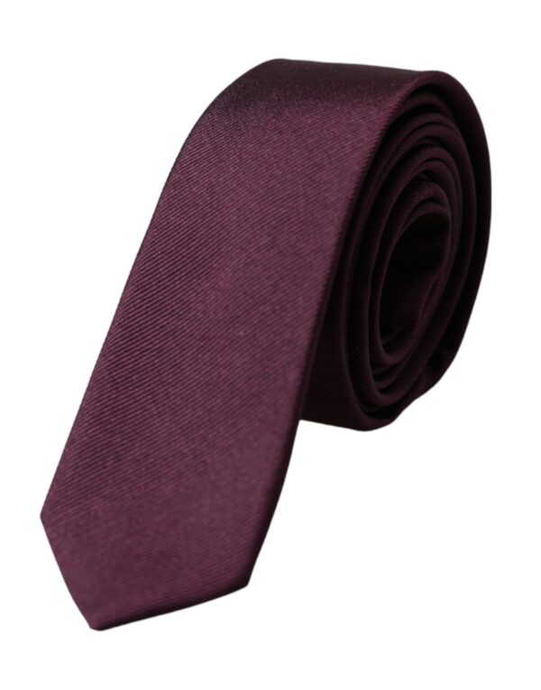 Dolce & Gabbana Bordeaux Solid 100% Silk Adjustable Men Tie - Image 2
