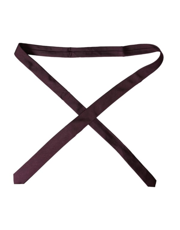 Dolce & Gabbana Bordeaux Solid 100% Silk Adjustable Men Tie - Image 3