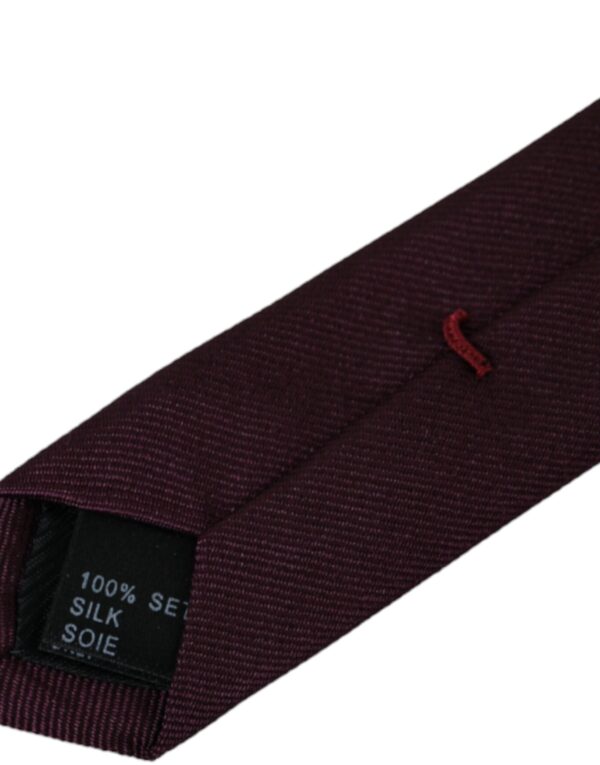 Dolce & Gabbana Bordeaux Solid 100% Silk Adjustable Men Tie - Image 4