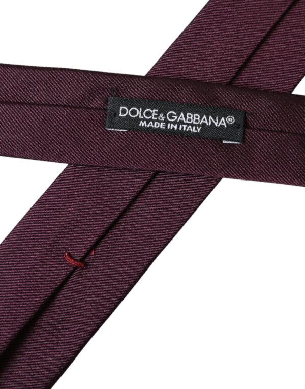 Dolce & Gabbana Bordeaux Solid 100% Silk Adjustable Men Tie - Image 5
