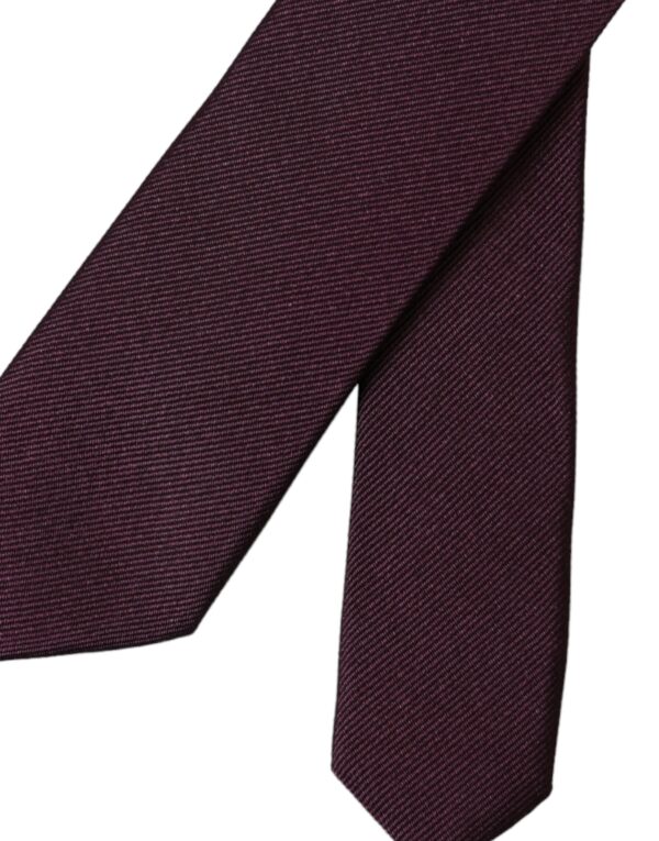 Dolce & Gabbana Bordeaux Solid 100% Silk Adjustable Men Tie - Image 6