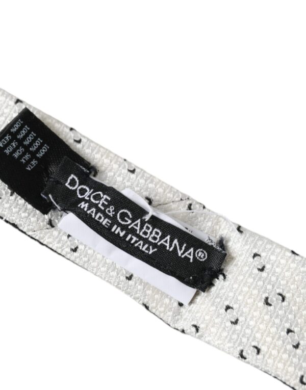 Dolce & Gabbana Black White Patterned Adjustable Tie - Image 4