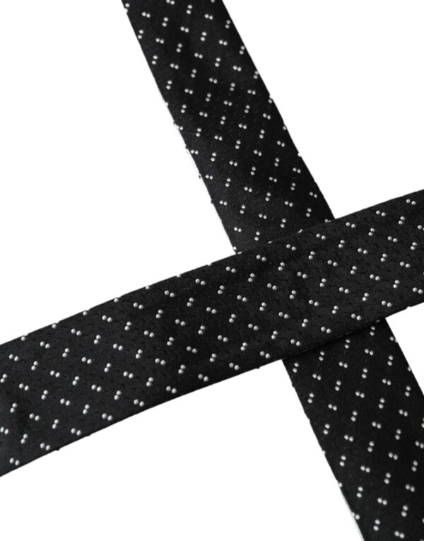 Dolce & Gabbana Black White Patterned Adjustable Tie - Image 3