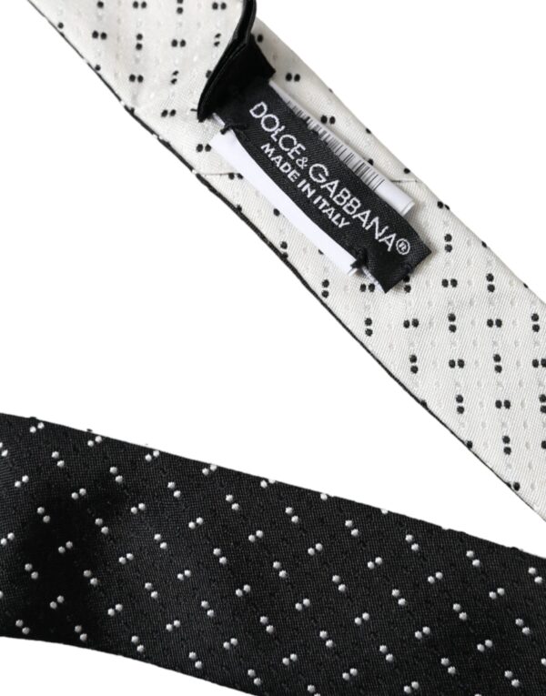 Dolce & Gabbana Black White Patterned Adjustable Tie - Image 4