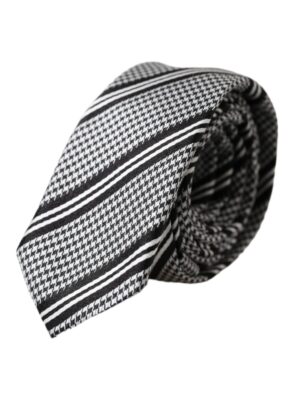Dolce & Gabbana Black White Stripes Silk Adjustable Tie