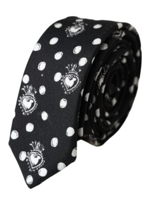Dolce & Gabbana Black Heart Polka Dot Adjustable Tie