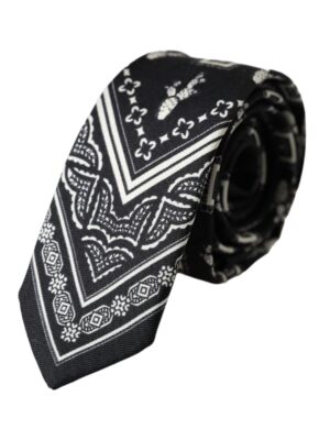 Dolce & Gabbana Black Patterned 100%Silk Adjustable Tie