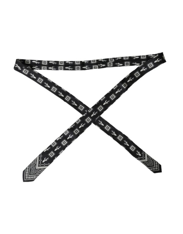 Dolce & Gabbana Black Patterned 100%Silk Adjustable Tie - Image 5