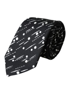 Dolce & Gabbana Black Dotted 100% Silk Adjustable Tie
